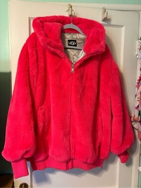 UGG “koko” cosmic pink faux fur coat